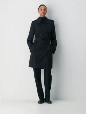 NWT - Aritzia New The Finch Mid Trench Coat - City Twill - Black - Size XS